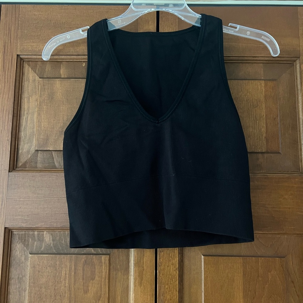 Sleek Black V-Neck Crop Top